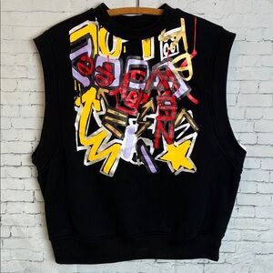 Mark Fast- Runway Style Women's Graffiti Print Sleeveless Sweatshirt Streetwear